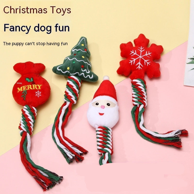 Suministros para mascotas Serie navideña Limpieza de muelas Juguetes para morder con bonitos dibujos animados para adiestramiento de perros